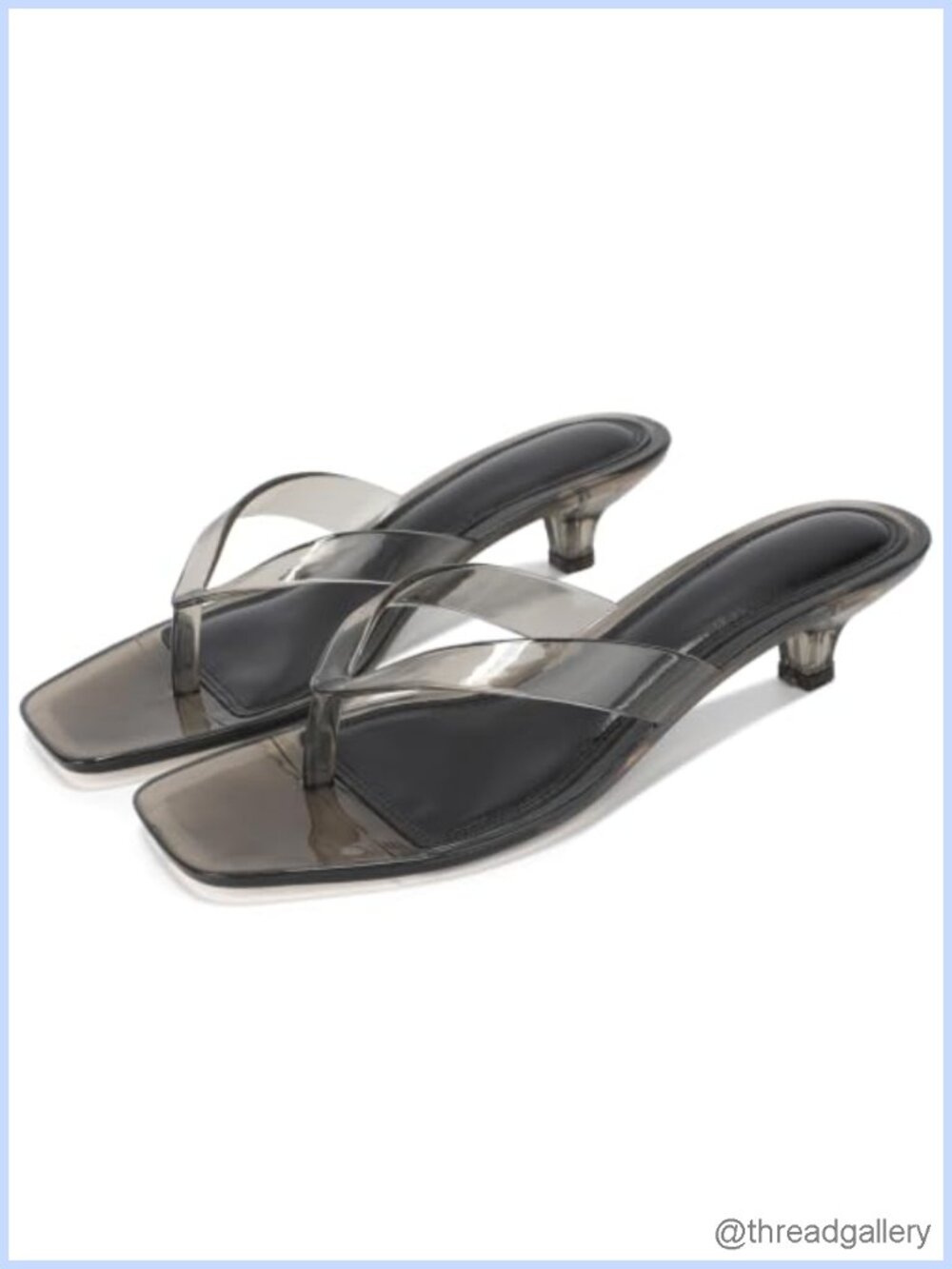 Jelly Thong Kitten Heel Sandals Square Open Toe Slip On Casual